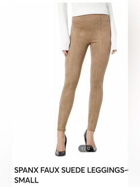 SPANX Faux Suede Leggings in Camel/Tan